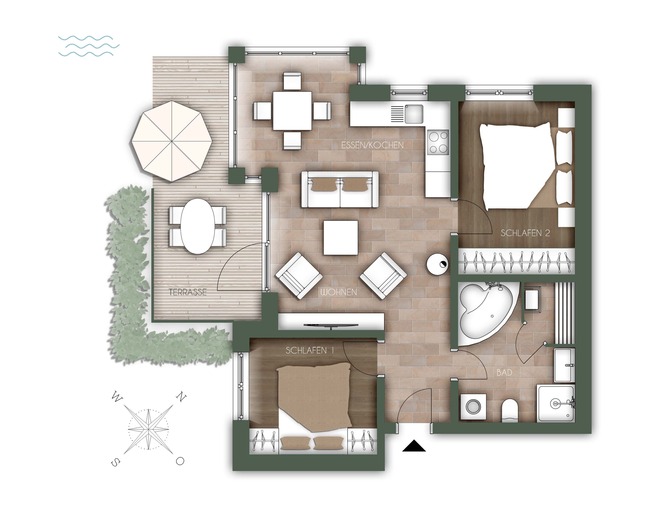 Ferienwohnung in Großenbrode - Windrose 2 - Grundriss Windrose 2