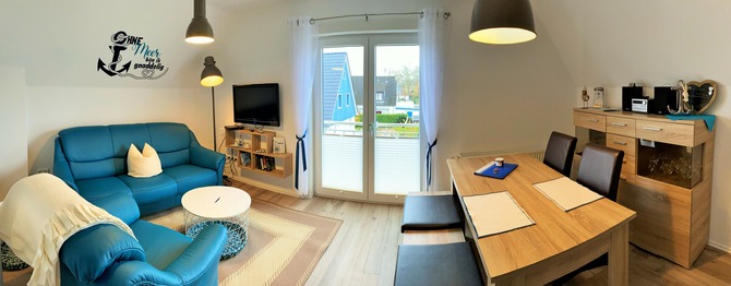 Ferienwohnung in Niendorf/Ostsee - Haus Edda FeWo Krähennest - Panorama Wohn-Essbereich